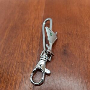 ALEXX INC Patent Pending Martini Glass Purse Hanger Charm Silver Tone Green Gem